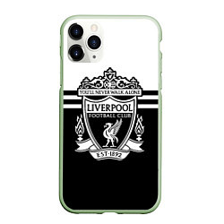 Чехол iPhone 11 Pro матовый Ливерпуль - черно-белый, цвет: 3D-салатовый