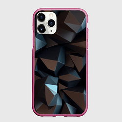 Чехол iPhone 11 Pro матовый Черная геометрическая абстракция - объемные грани, цвет: 3D-малиновый