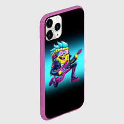 Чехол iPhone 11 Pro матовый Sponge Bob - rock guitarist - ai art, цвет: 3D-фиолетовый — фото 2