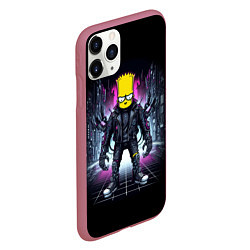 Чехол iPhone 11 Pro матовый Cool Bart Simpson - cyberpunk - ai art, цвет: 3D-малиновый — фото 2