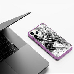 Чехол iPhone 11 Pro матовый Чёрно белые узоры, цвет: 3D-фиолетовый — фото 2