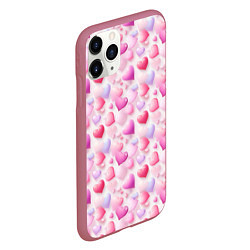 Чехол iPhone 11 Pro матовый Любовь в каждом сердце, цвет: 3D-малиновый — фото 2
