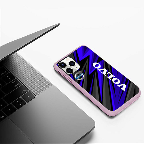 Чехол iPhone 11 Pro матовый Volvo - Синий спортивный / 3D-Розовый – фото 3