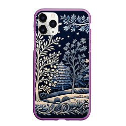 Чехол iPhone 11 Pro матовый Ледяные узоры нового года