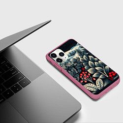Чехол iPhone 11 Pro матовый Хрустальные рисунки, цвет: 3D-малиновый — фото 2