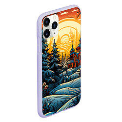 Чехол iPhone 11 Pro матовый Украшения зимы, цвет: 3D-светло-сиреневый — фото 2