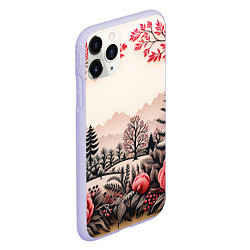 Чехол iPhone 11 Pro матовый Украшения зимы новый год, цвет: 3D-светло-сиреневый — фото 2