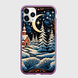 Чехол iPhone 11 Pro матовый Морозное утро, цвет: 3D-фиолетовый