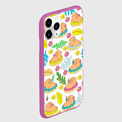 Чехол iPhone 11 Pro матовый Капибары на отдыхе, цвет: 3D-фиолетовый — фото 2