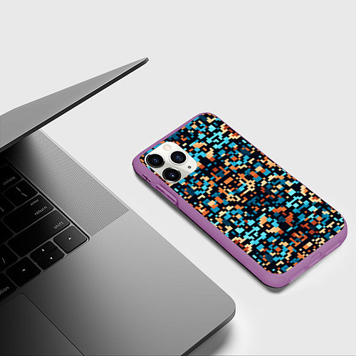 Чехол iPhone 11 Pro матовый Пиксельный арт / 3D-Фиолетовый – фото 3