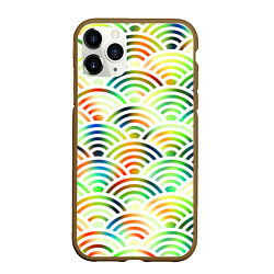 Чехол iPhone 11 Pro матовый Белая рыба - чешуя-волна, цвет: 3D-коричневый
