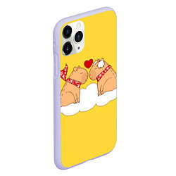 Чехол iPhone 11 Pro матовый Влюбленный капибара, цвет: 3D-светло-сиреневый — фото 2