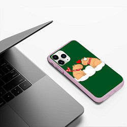 Чехол iPhone 11 Pro матовый Капибара влюблен, цвет: 3D-розовый — фото 2