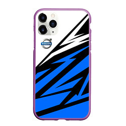 Чехол iPhone 11 Pro матовый Volvo - white and blue, цвет: 3D-фиолетовый