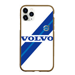 Чехол iPhone 11 Pro матовый Volvo - white and blue, цвет: 3D-коричневый