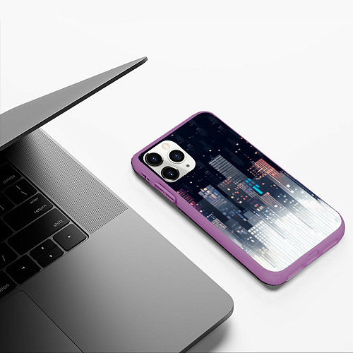Чехол iPhone 11 Pro матовый Инверсия дня / 3D-Фиолетовый – фото 3