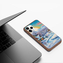 Чехол iPhone 11 Pro матовый Заснеженный лес чудес, цвет: 3D-коричневый — фото 2