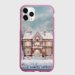 Чехол iPhone 11 Pro матовый Звездное кружево новогодней ночи, цвет: 3D-малиновый