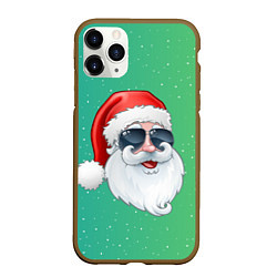 Чехол iPhone 11 Pro матовый Дед Мороз в очках, цвет: 3D-коричневый