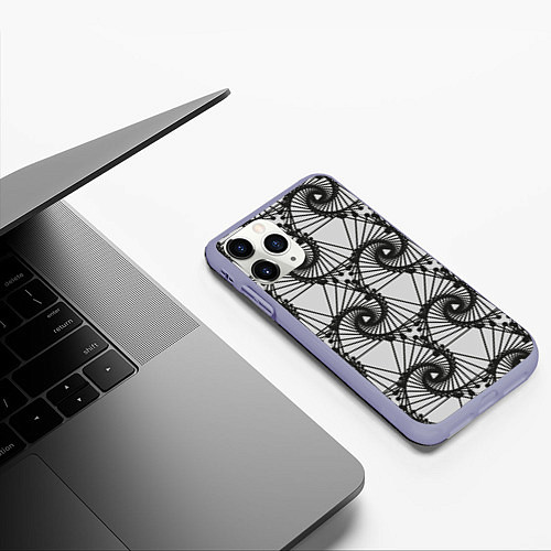 Чехол iPhone 11 Pro матовый Треугольник и линии / 3D-Светло-сиреневый – фото 3