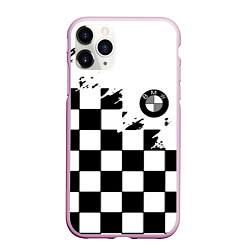 Чехол iPhone 11 Pro матовый BMW black geometry splash, цвет: 3D-розовый