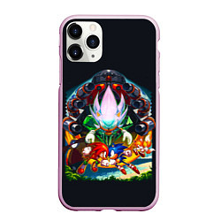 Чехол iPhone 11 Pro матовый Соник против Наклза, цвет: 3D-розовый