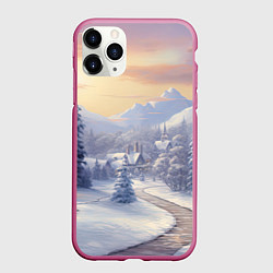 Чехол iPhone 11 Pro матовый Морозное утро с ароматом хвои, цвет: 3D-малиновый