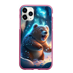 Чехол iPhone 11 Pro матовый Полярный мишка, цвет: 3D-малиновый