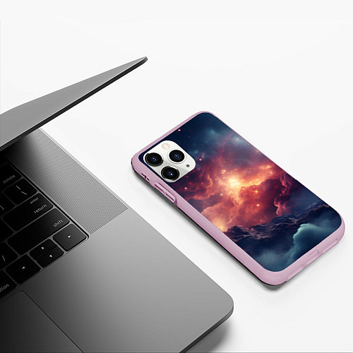 Чехол iPhone 11 Pro матовый Космические облака / 3D-Розовый – фото 3