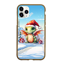 Чехол iPhone 11 Pro матовый Дракон ледяной вихрь, цвет: 3D-коричневый