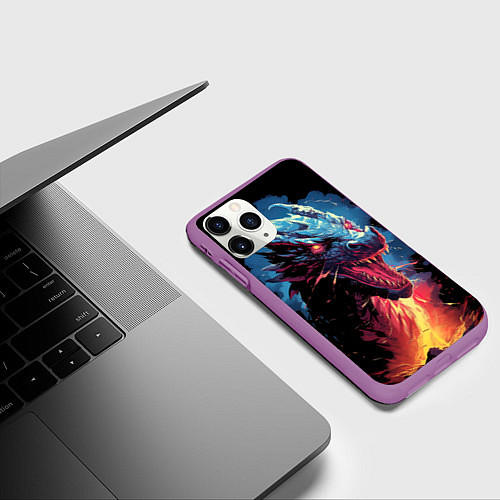 Чехол iPhone 11 Pro матовый Дракон зимнего волшебства 2024 / 3D-Фиолетовый – фото 3