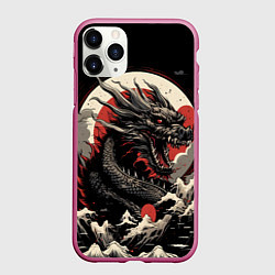 Чехол iPhone 11 Pro матовый Дракон вечности символ года, цвет: 3D-малиновый