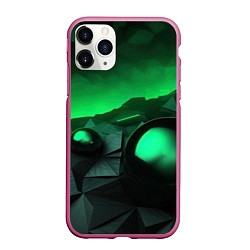 Чехол iPhone 11 Pro матовый Асимметрия растительного узора, цвет: 3D-малиновый
