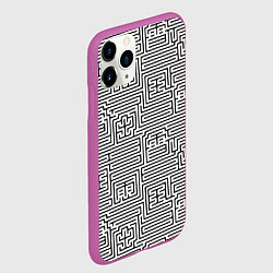Чехол iPhone 11 Pro матовый Лабиринт с иероглифами на белом, цвет: 3D-фиолетовый — фото 2