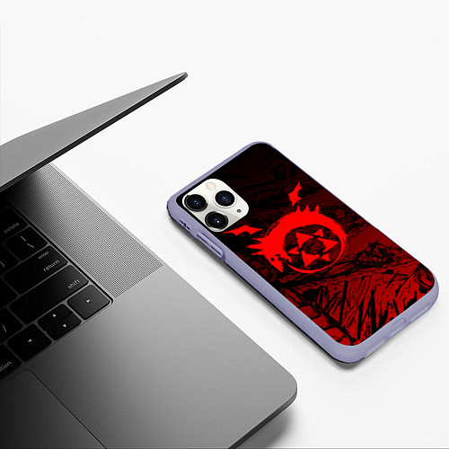 Чехол iPhone 11 Pro матовый Красный знак уроборос - Стальной алхимик / 3D-Светло-сиреневый – фото 3