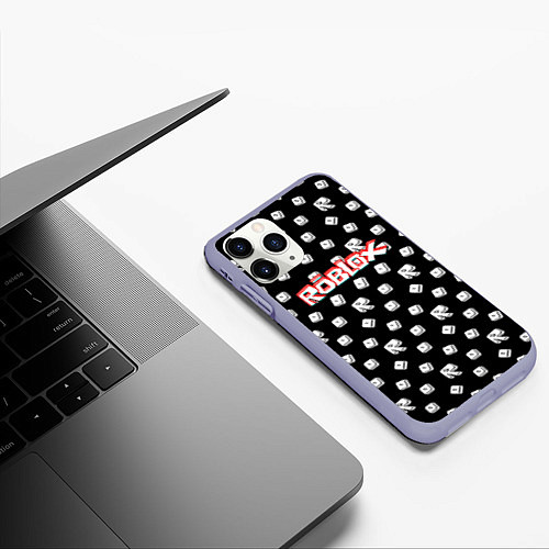 Чехол iPhone 11 Pro матовый Roblox pattern game / 3D-Светло-сиреневый – фото 3
