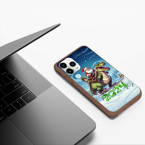 Чехол iPhone 11 Pro матовый Сана на драконе / 3D-Коричневый – фото 3