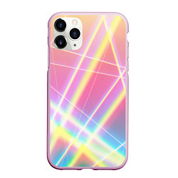 Чехол iPhone 11 Pro матовый Хаотичные неоновые линии, цвет: 3D-розовый