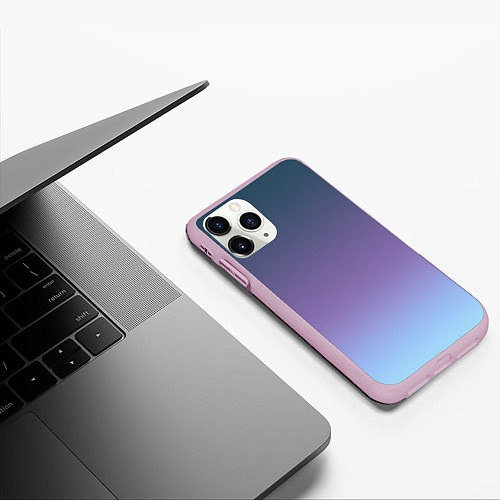 Чехол iPhone 11 Pro матовый Градиент синий фиолетовый голубой / 3D-Розовый – фото 3