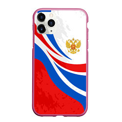 Чехол iPhone 11 Pro матовый Россия - спортивная униформа, цвет: 3D-малиновый