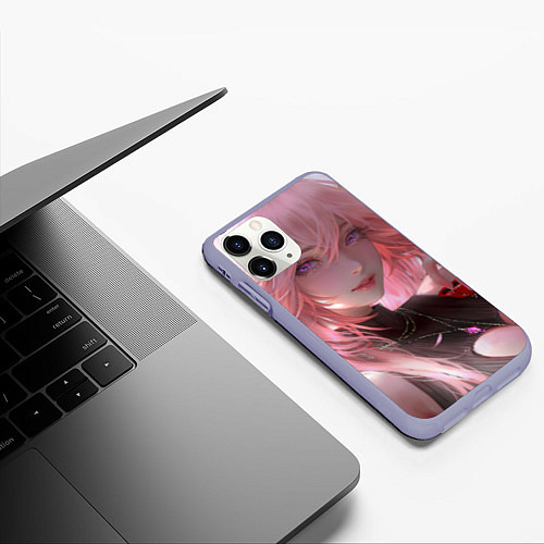 Чехол iPhone 11 Pro матовый Genshin Impact Яэ Мико / 3D-Светло-сиреневый – фото 3