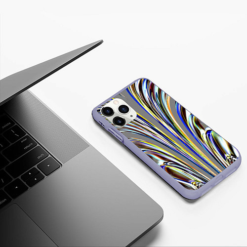 Чехол iPhone 11 Pro матовый Струйчатый перламутровый узор / 3D-Светло-сиреневый – фото 3