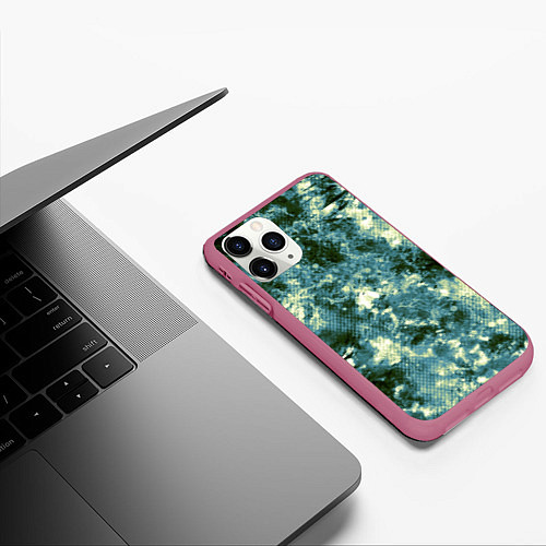 Чехол iPhone 11 Pro матовый Абстракция - ocean in grunge style / 3D-Малиновый – фото 3