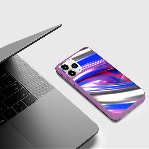 Чехол iPhone 11 Pro матовый Вязкая абстракция в фиолетовых оттенках / 3D-Фиолетовый – фото 3