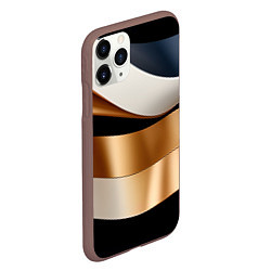 Чехол iPhone 11 Pro матовый Золотистые вставки абстракции, цвет: 3D-коричневый — фото 2