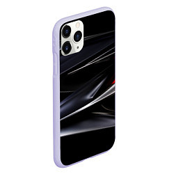 Чехол iPhone 11 Pro матовый Black red abstract, цвет: 3D-светло-сиреневый — фото 2