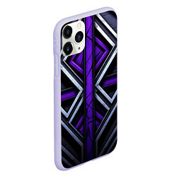 Чехол iPhone 11 Pro матовый Фиолетовые вставки на черном фоне, цвет: 3D-светло-сиреневый — фото 2