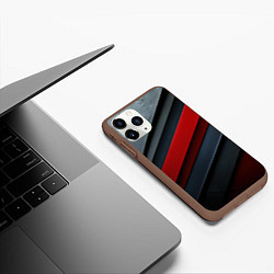 Чехол iPhone 11 Pro матовый Красные вставки на металлическом фоне, цвет: 3D-коричневый — фото 2
