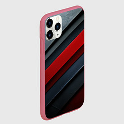 Чехол iPhone 11 Pro матовый Красные вставки на металлическом фоне, цвет: 3D-малиновый — фото 2