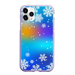 Чехол iPhone 11 Pro матовый Снегопад на Новый год, цвет: 3D-светло-сиреневый